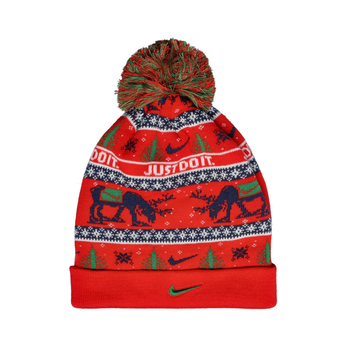 Nike - Czapka Peak Beanie, Unisex, University Red-Midnight Navy-Pine Green